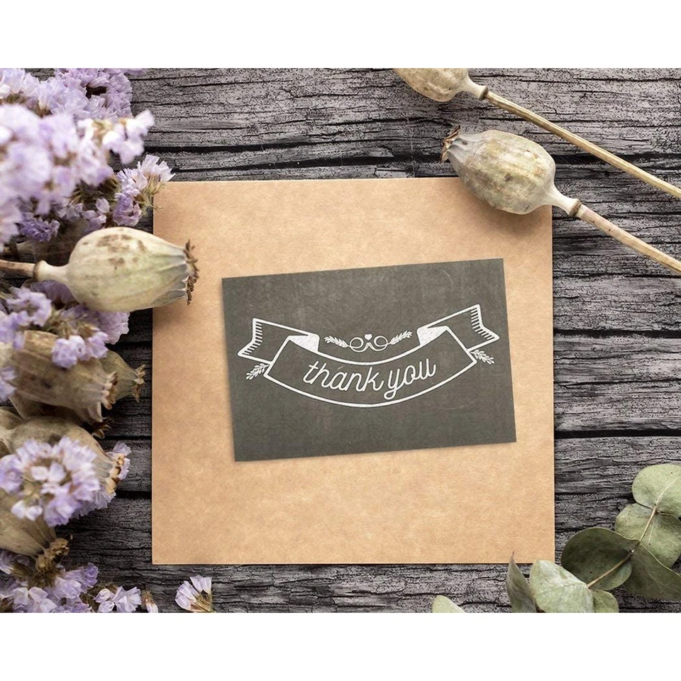 Paquete de 144 tarjetas de felicitación de agradecimiento en blanco a granel con sobre, diseño de pizarra 4"x6" Foto 3 de 4
