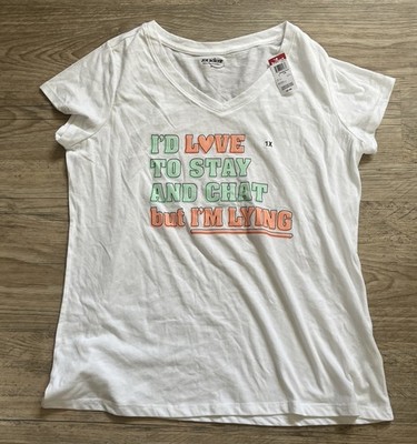 VTG Joe Boxer I'd Love To Stay And Chat Graphic Tee NWT Kmart Deadstock White 1X