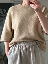 & Other Stories Women's Alpaca Blend Knit Top Jumper Boxy Fit Beige Colour  S