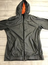 Nike Jacket Mens Small Gray Dri-FIT Hooded Full Zip Windbreaker Running Athletic