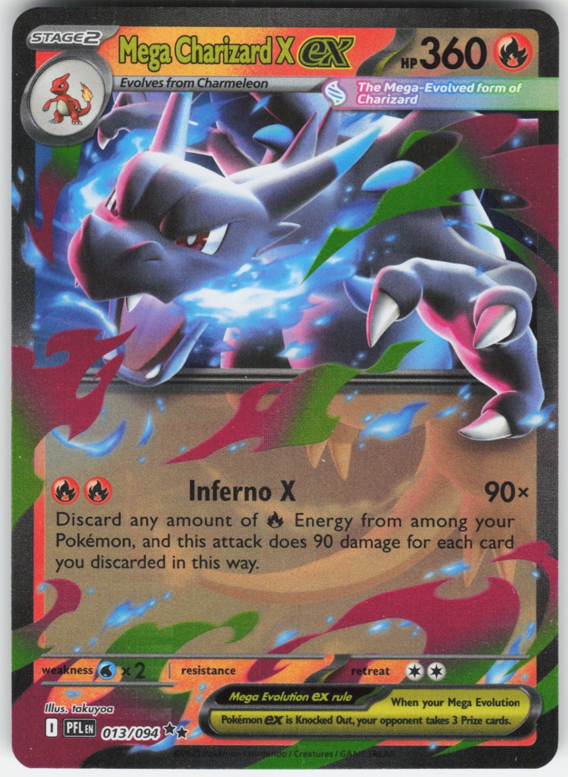 Mega Charizard X ex - Double Rare ME02: Phantasmal Flames 013/094 LP-NM