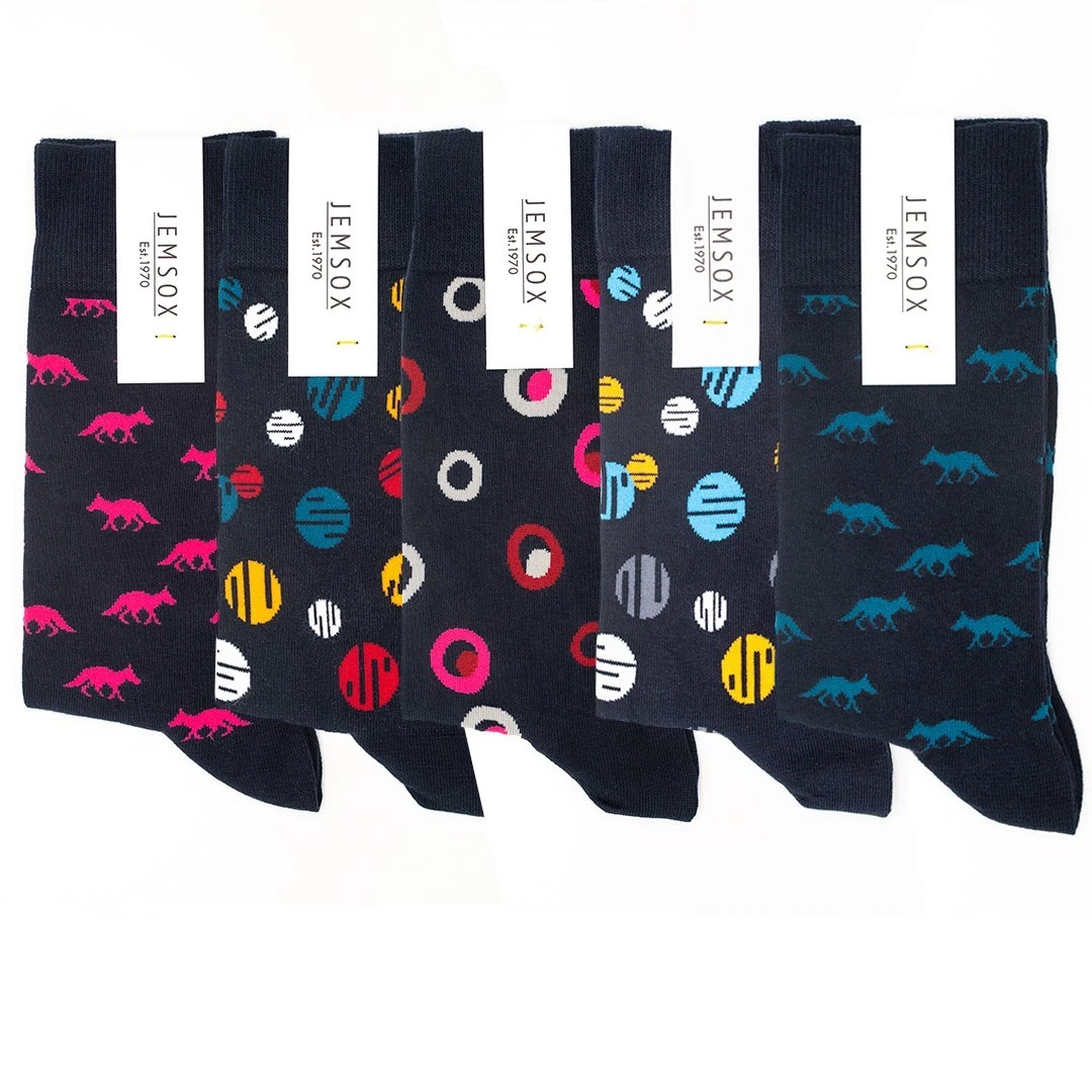 5-Pack Spot the Fox - Organic Cotton Socks – Mens Crew One Size 7-11