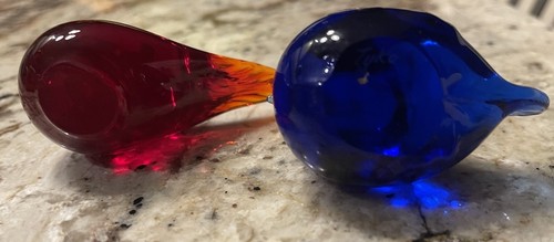 Vtg Reigmyre Kristall Sweden Crystal Bird Figurines Paperweight Blue/Red - Picture 4 of 7