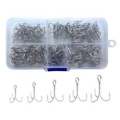120pcs High Carbon Steel Treble Fishing Hooks 2# 6#8# 4# 10# Bent Treble Hooks