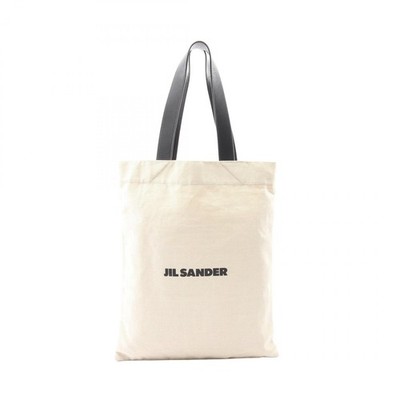 JIL SANDER Shoulder Tote Bag JSPP850342 canvas leather Beige Black Used Women