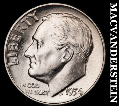 1954 Silver Roosevelt Dime - Choice Gem Brilliant Unc  Lustrous  #i999