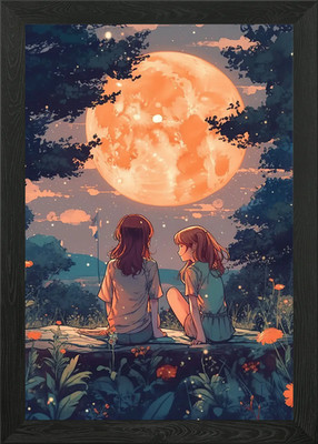 Lofi Girl Style Framed Wall Art Poster Canvas Print Picture
