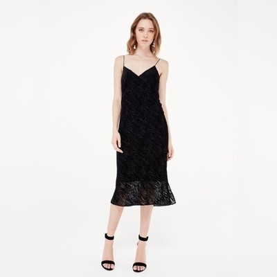 NEW NWT CAMI NYC Raven Burnout Zebra Slip Dress Midi Dress SIZE L