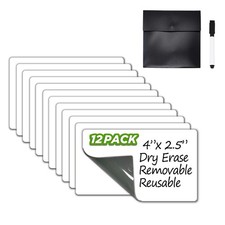 Dry Erase Sticky Notes. Reusable Whiteboard Stickers 4"x2.5" 12 Pack, White