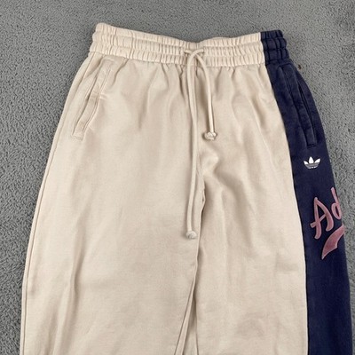 Adidas Pants Womens Medium White Blue Joggers Trefoil Logo Colorblock Sweatpants
