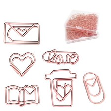 BTSFTOGET 210 Pcs Rose Gold Cute Paper Clips Assorted Sizes and Shapes of Hea...