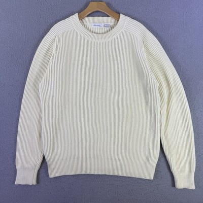 VTG Brian MacNeil Knitwear Mens Ribbed Crewneck Sweater XL Ivory Fisherman Heavy