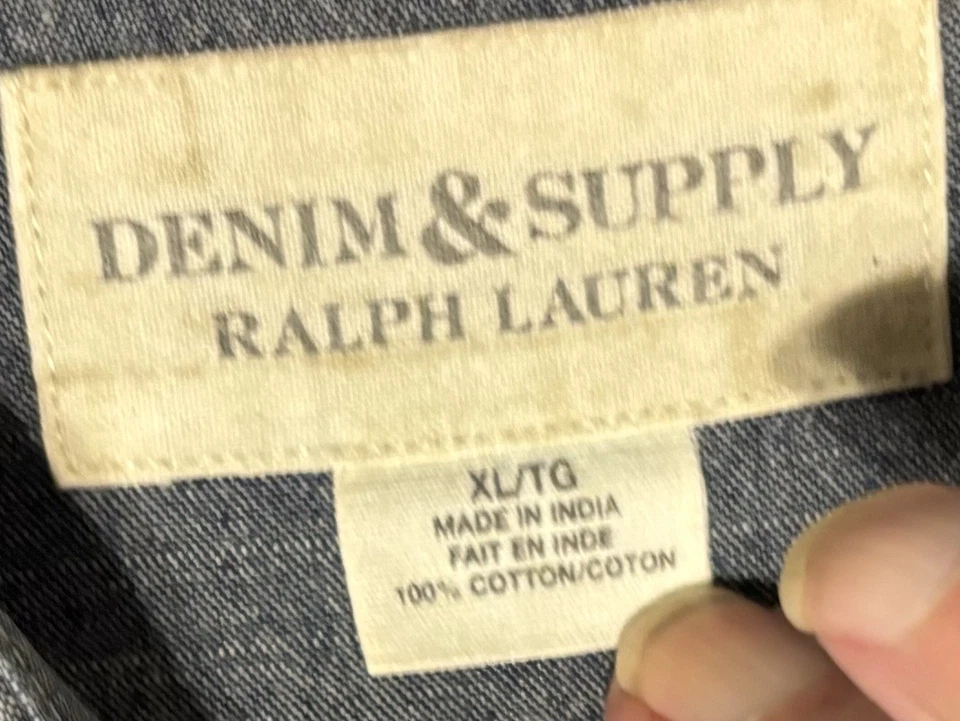Denim & Supply Ralph Lauren Para Hombres XL/TL Azul Perla A Presión Manga Larga Western Foto 2 de 4