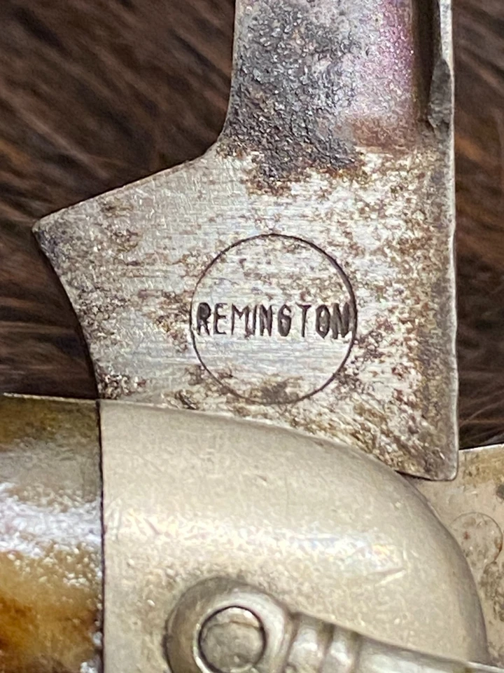 Cuchillo utilitario Scout vintage Remington, hecho en EE. UU., mango de hueso jigged, 3 3/4" Foto 4 de 4