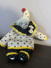 Vintage Porcelain Circus Clown Doll 8” Tall