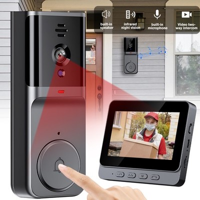2.4G Wireless Smart Video Doorbell Camera Monitor w/ 4.3'' LCD Screen IPS Screen