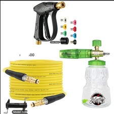 YELLOW ULTIMATE KARCHER POWER WASH UPGRADE. ANTI KINK PIPE, GUN SNOW FOAM BOTTLE