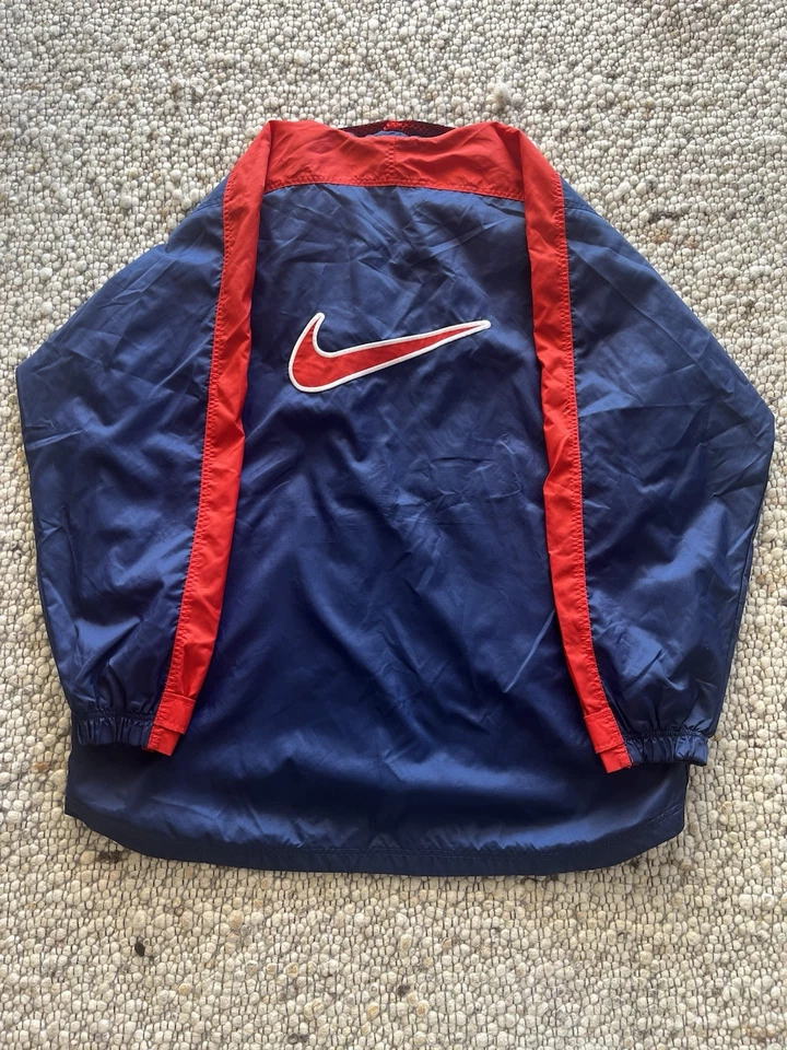Nike Windbreaker Vintage 90s Retro Jacke Blau Rot Oversize Gr. XL Swoosh - Bild 2 von 4