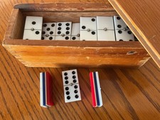 Unique Dominoes Double 6 With Spinners & 4 color/layers in Wooden Case