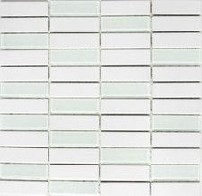 Mosaico Tessere ceramica vetro bastoncini parete bianco opaco 24-ST325 |1 foglio
