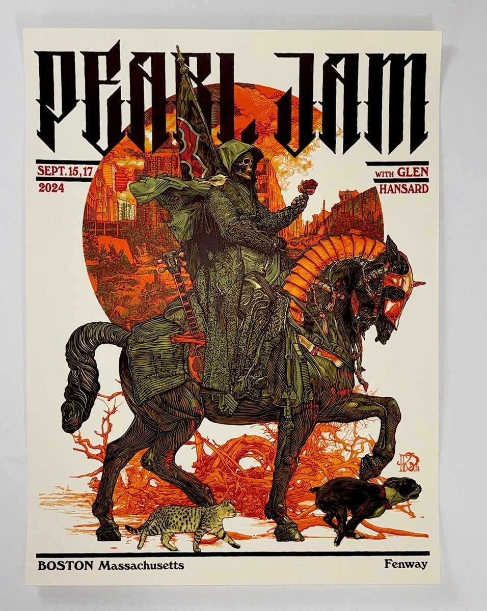 Pearl Jam Poster Fenway Park Boston MA 2024 Official Silkscreen