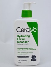 CeraVe Hydrating Facial Cleanser Face Wash Normal Dry Skin Pump Hyaluronic 12 oz