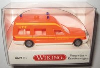 Wiking 060701 Mb E-Klasse (W124) Binz Ktw 1984 Feuerwehr Tagesleuchtrot 1:87 H0
