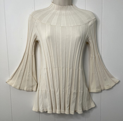 Elisabetta Franchi Maglia Tricot Knit Sweater Bell Sleeve 44 Made In Italy Sz M