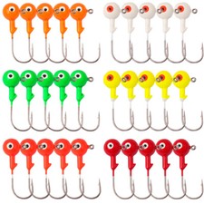 60Pcs 1/32 1/16 1/8 oz Lead Jig Heads Fishing Hooks Crappie Ball Head Lures Bait