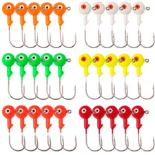 60Pcs 1/32 1/16 1/8 oz Lead Jig Heads Fishing Hooks Crappie Ball Head Lures Bait