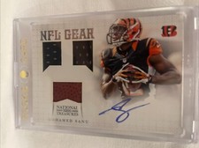 MOHAMED SANU 2012 PANINI NATIONAL TREASURES NFL GEAR TRIPLE JERSEY AUTO 10/25