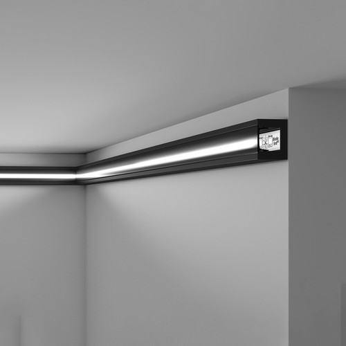 NMC IL12 BLACK WALLSTYL Eckleiste Wandleiste lackiert Indirekte Beleuchtung 2 m - Bild 4 von 8