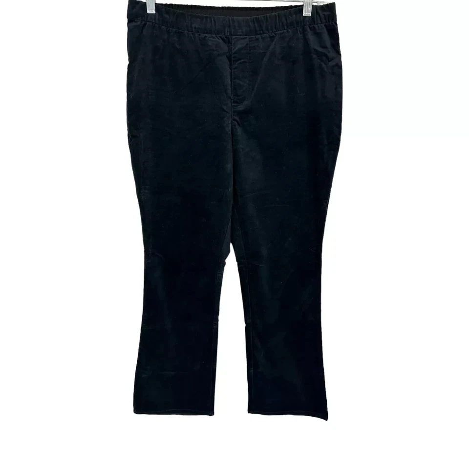 Isaac Mizrahi Mujer Alto Terciopelo Largo Completo Bootcut Pantalones Negro Sólido Talla 32WT