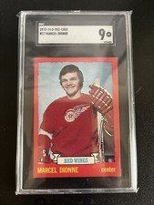 1973 74 O-PEE-CHEE OPC NHL HOCKEY CARD #17 MARCEL DIONNE KINGS WINGS SGC 9 MINT