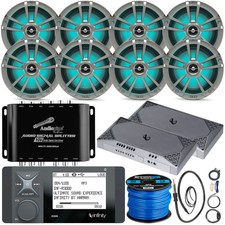 Infinity R3000 Radio, 8x 6.5" Titanium Led Speakers, 2x 4ch Amp, Install Kit