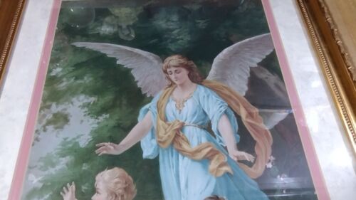 Vintage The Protecting Angel(Guardian Angel) Framed Picture,31x17! - Picture 4 of 11
