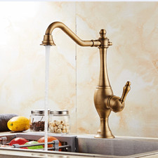 Deck Mount Antique Brass Single Handle Bath Kitchen Basin Sink Faucet Mixer Tap
