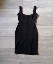 Missguided Black Stretch Strappy Short Dress Bodycon Wiggle Evening Party UK8