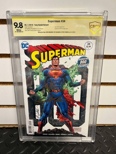 Superman #34 Signed by Doug Mahnke Pat Gleason & Peter Tomasi Graded CBCS 9.8