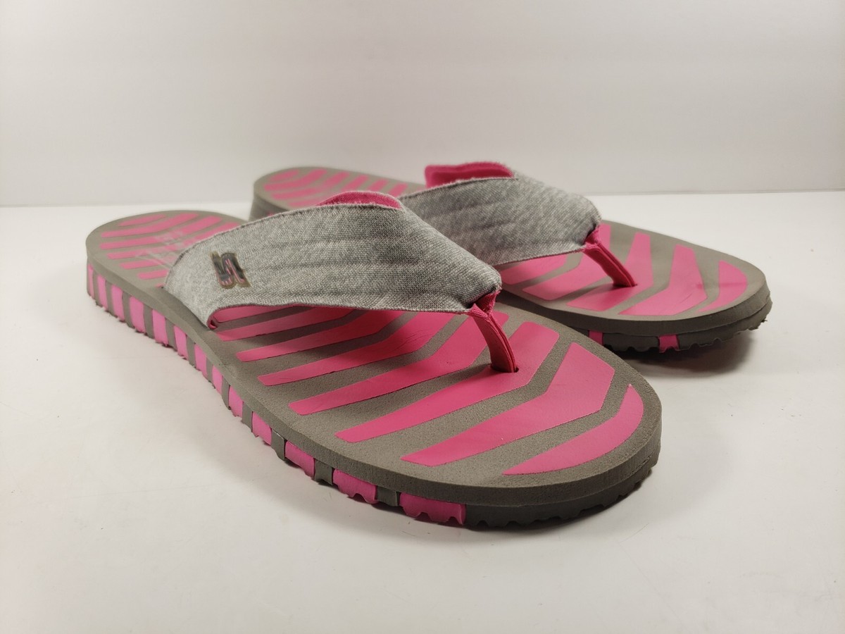 Skechers 14258 Women's Gray Pink Flip Flop Sandals Thong - Size 8