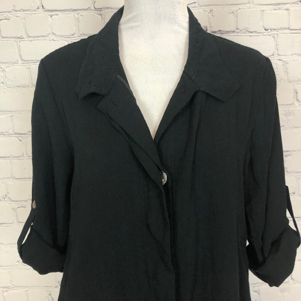 Fridaze Hidden Button Long Linen Jacket Size S Bl… - image 5