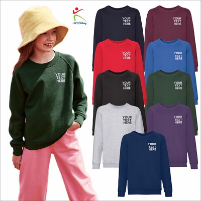 Fruit of the Loom Personalisiertes Kinder Raglan Sweatshirt Kinder Rundhals Schule TOP
