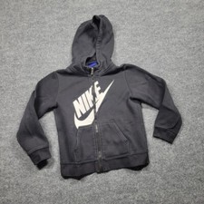 Nike Hoodie Sweatshirt Boys L Gray Full Zip Fleece Activewear Athletic Jacket