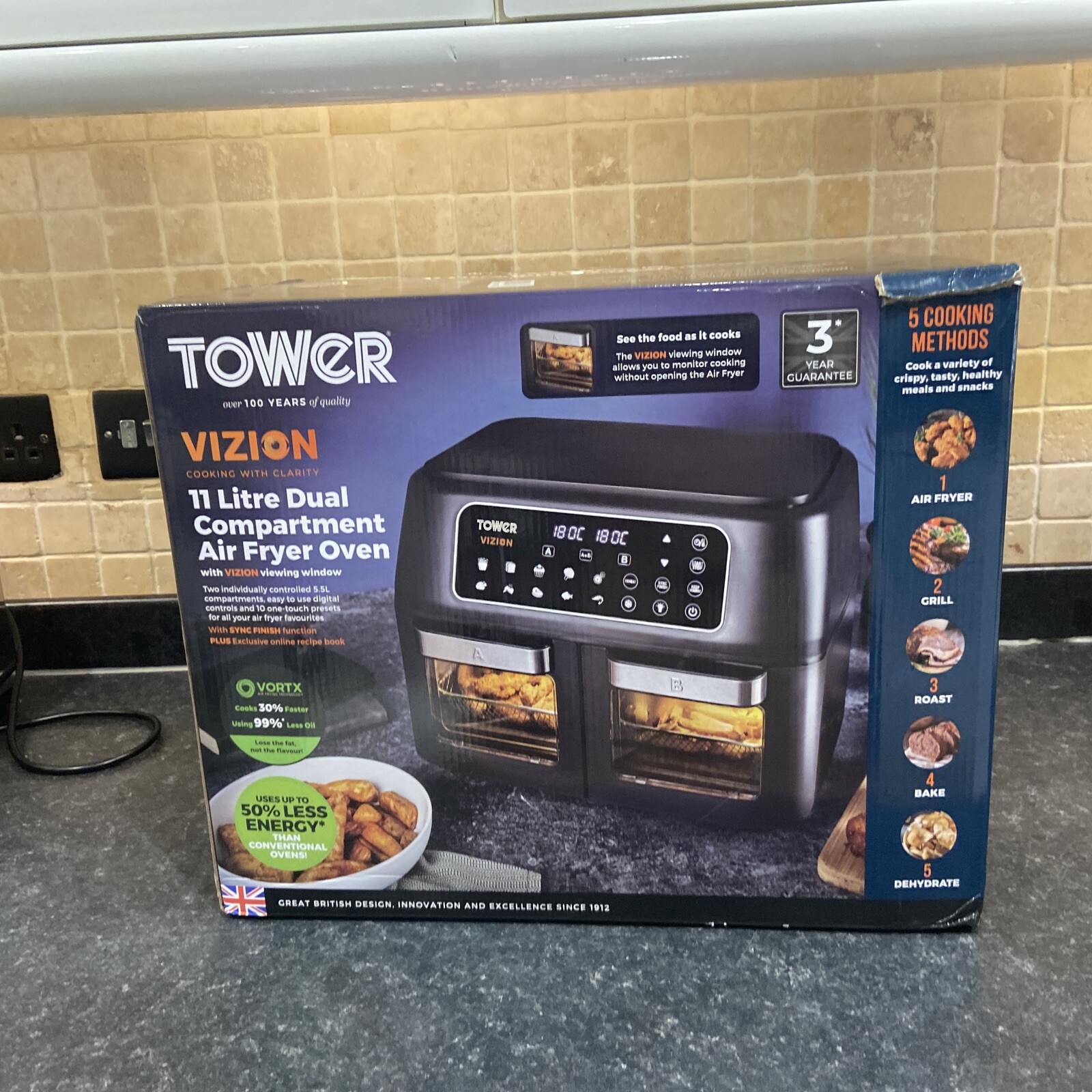 Tower Vortx Vizion 11L Dual Air Fryer Oven T17102 5056462345819 eBay