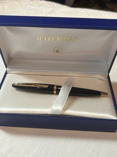 Waterman Carene. Black Lacquer & Gold Trim. Ballpoint Pen & Box