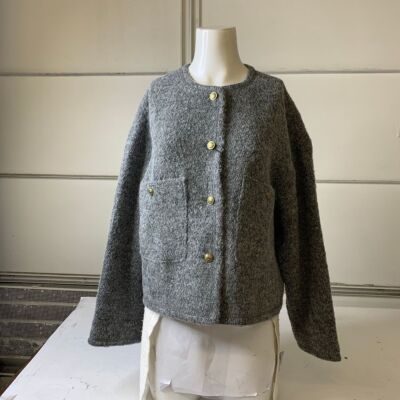 MASSIMO DUTTI 6063 Short Drop-Shoulder Textured Jacket Women's