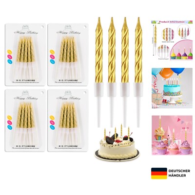 40 Spiralgeburtstagskerzen Metallisch 7,5cm für Torten, Dekoration & Freude