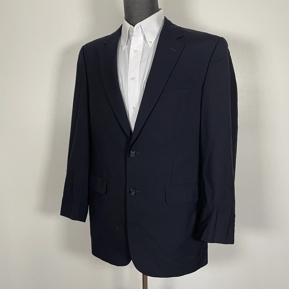 Chaqueta Blazer Jos A Bank Para Hombre 42L Azul Marino Lana Sólida Dos Botones Foto 3 de 4