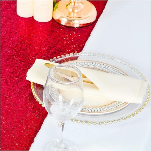 12x72 Inch Red Sequin Table Runner Pack - Perfect for Celebrations & Weddings - Picture 6 of 10