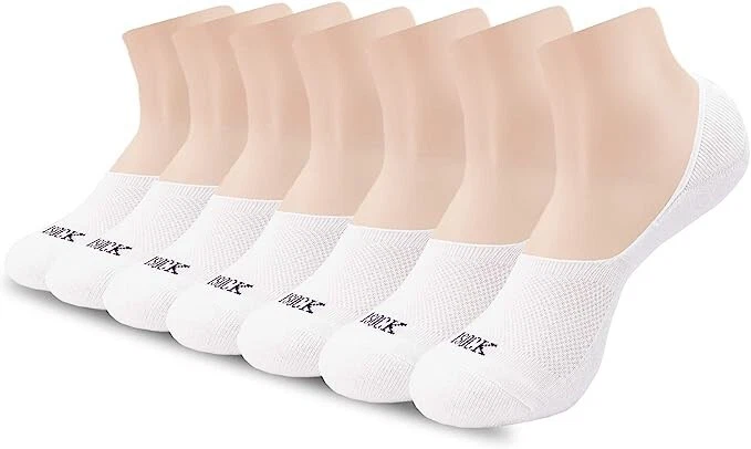 7 pares de calcetines mocasines antideslizantes invisibles de algodón liso para barco de corte bajo para mujer No Show Foto 3 de 4